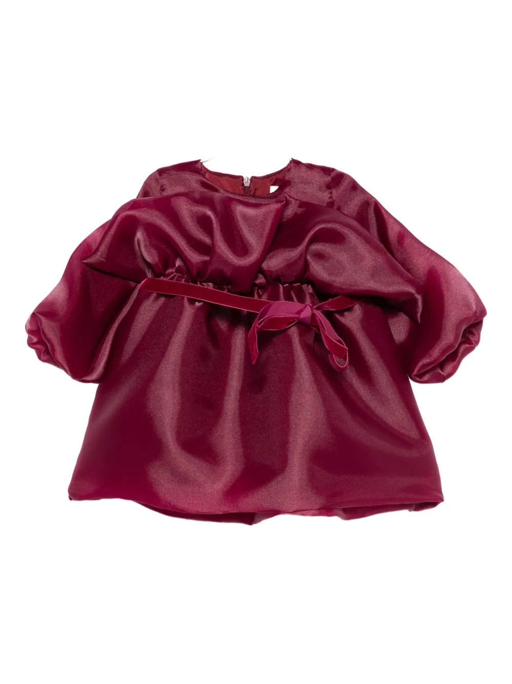 alapage puffed-sleeve tie dress - レッド alapage puffed-sleeve tie dress - レッド