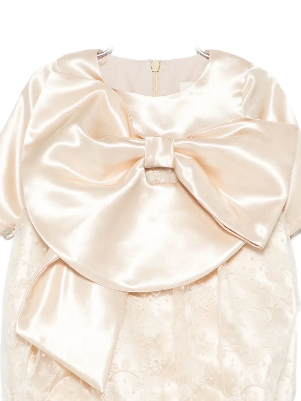 Alapage Bow-embellished Lace Romper In Neutral