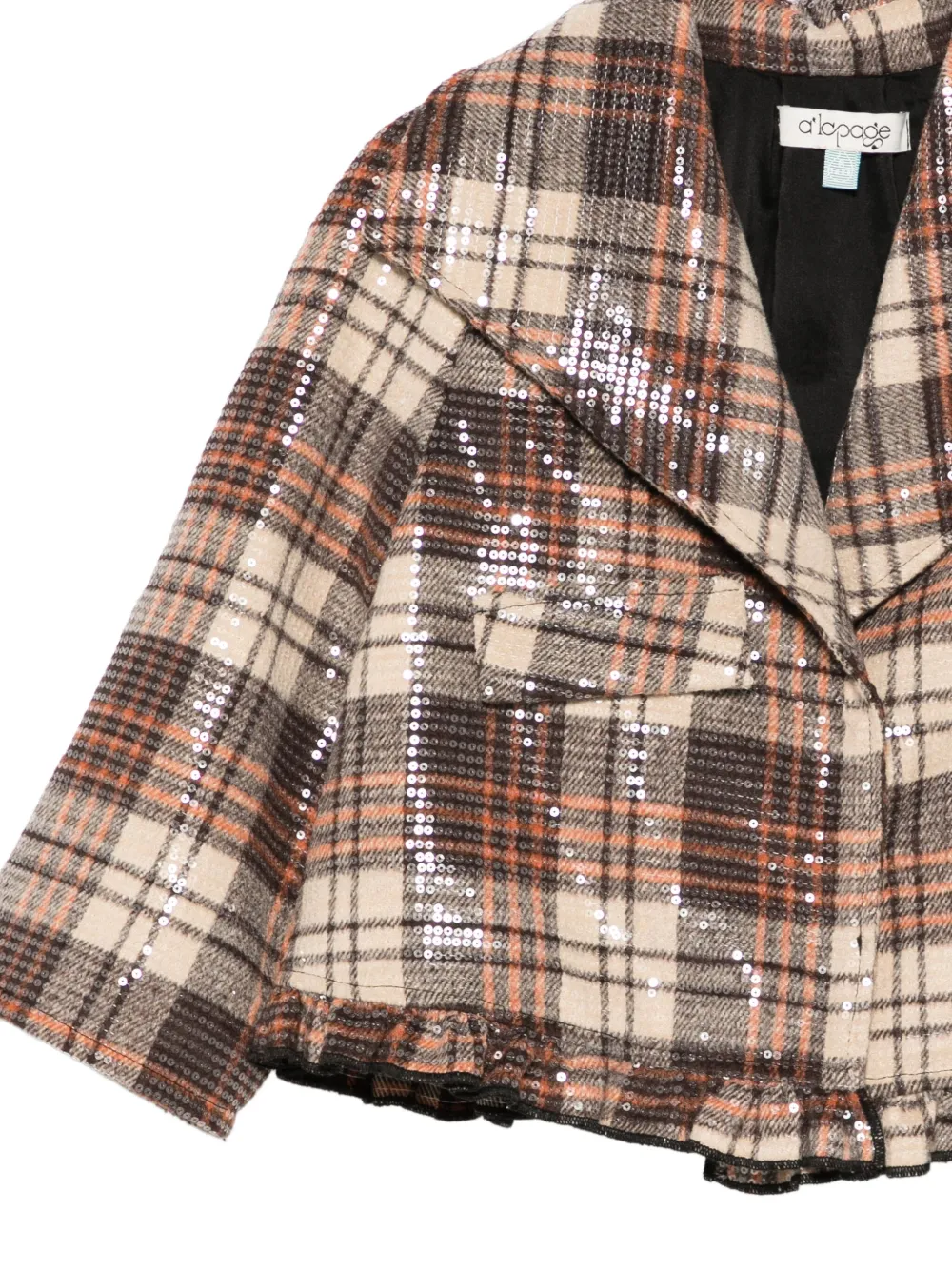 Plaid Sequin-Embellished Jacket
