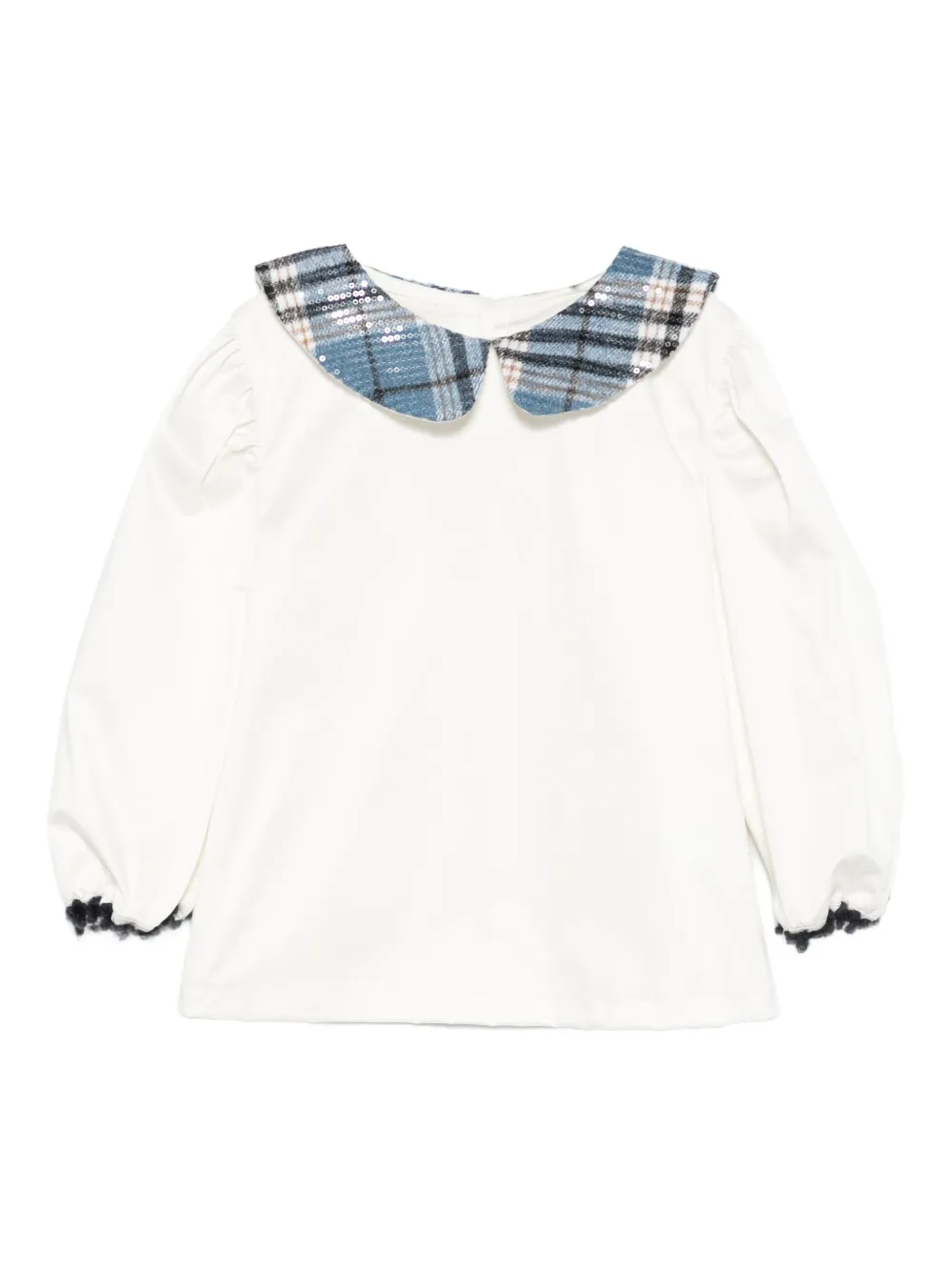 alapage sequin check collar blouse | White | Image 1