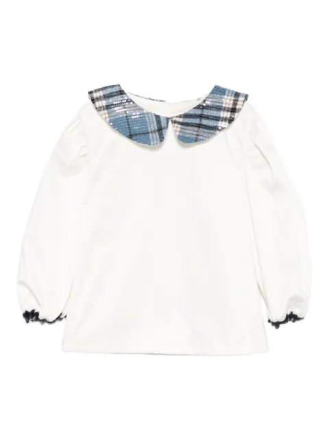 alapage sequin check collar blouse