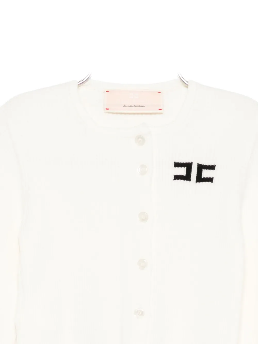 Elisabetta Franchi La Mia Bambina Logo-embroidered Cardigan In White