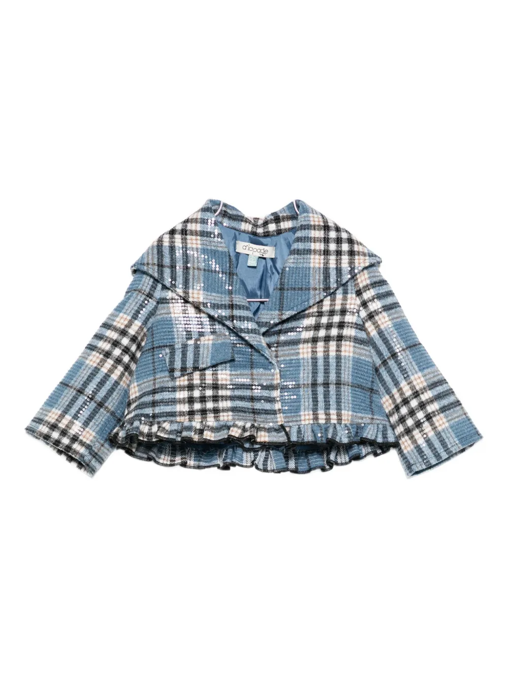 Alapage Sequin-embellished Plaid Jacket In Blue