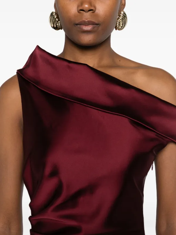 max mara burgundy dress Opaco off-shoulder maxi dress in burgundy - Max Mara