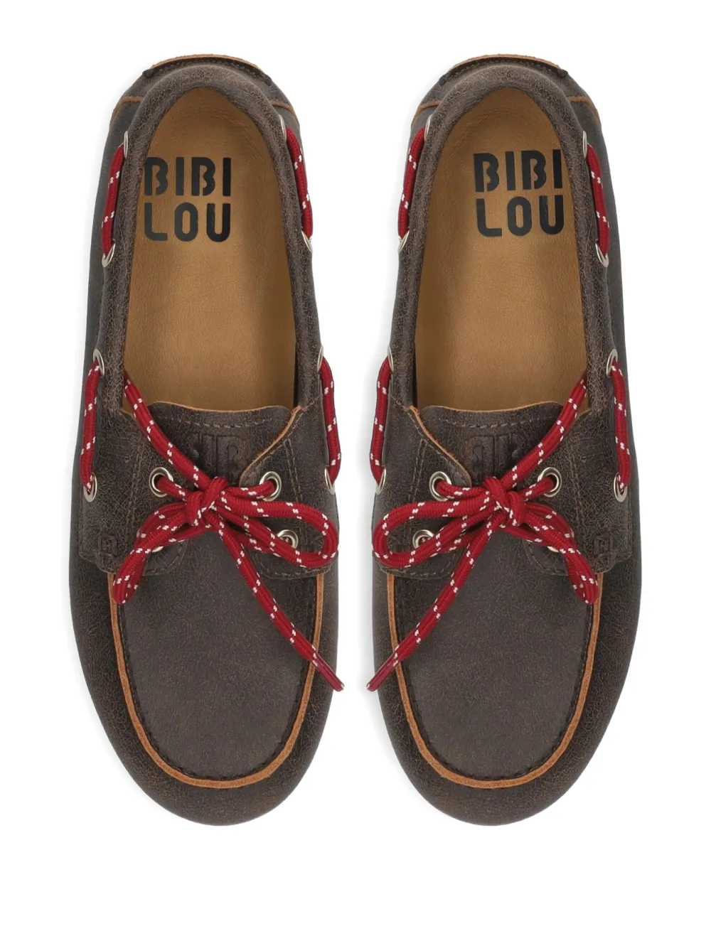 Bibi Lou Eyelet Lace-up Loafers In Brown