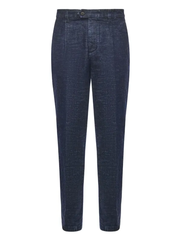 Eleventy Pleat-detailed Trousers in Blue
