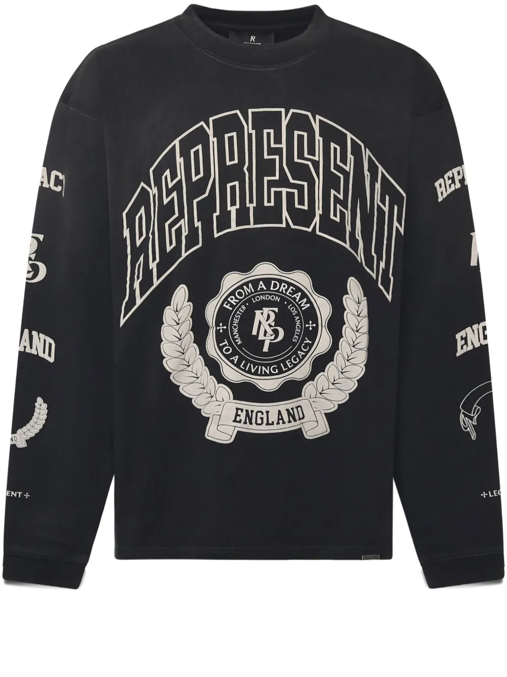 Represent Cotton Sweatshirt With Distressed Effect In Black