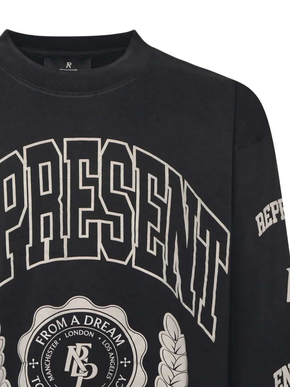 Represent Cotton Sweatshirt With Distressed Effect In Black