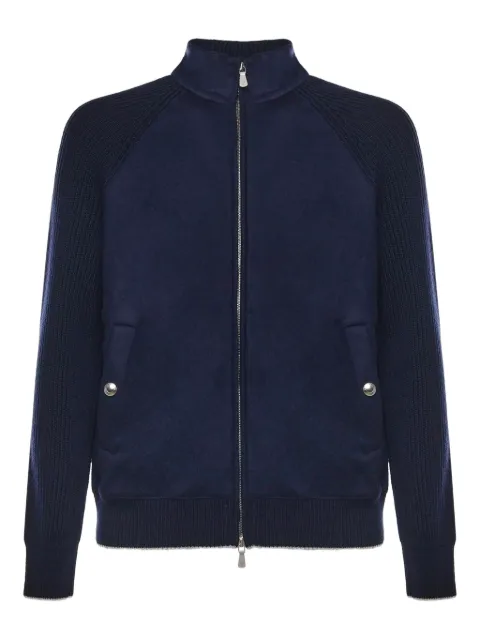 Eleventy ribbed-panels zip jacket