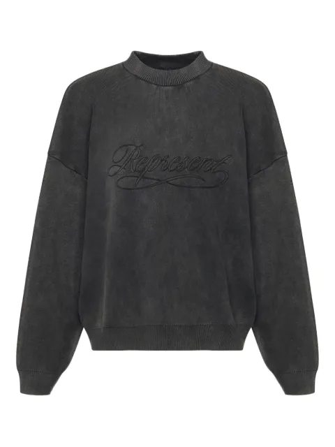 Represent logo-embroidered crew-neck sweatshirt
