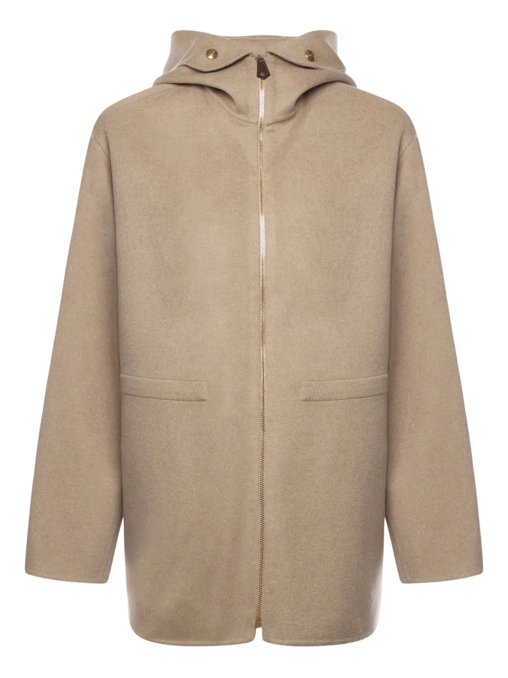 Loro Piana hooded zip-fastening coat | Neutrals | Image 1