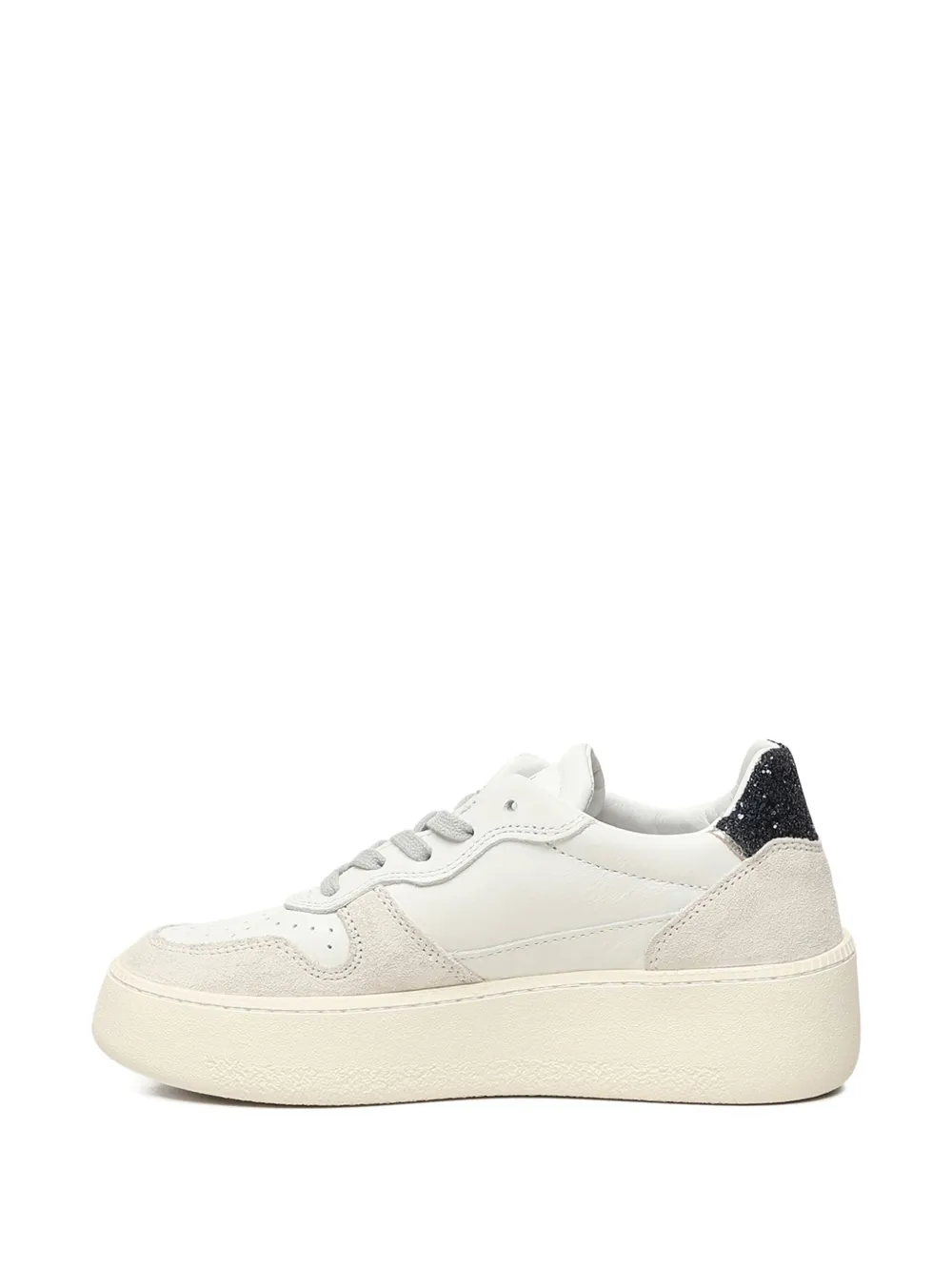 Date Glitter Heel Platform Trainers In White