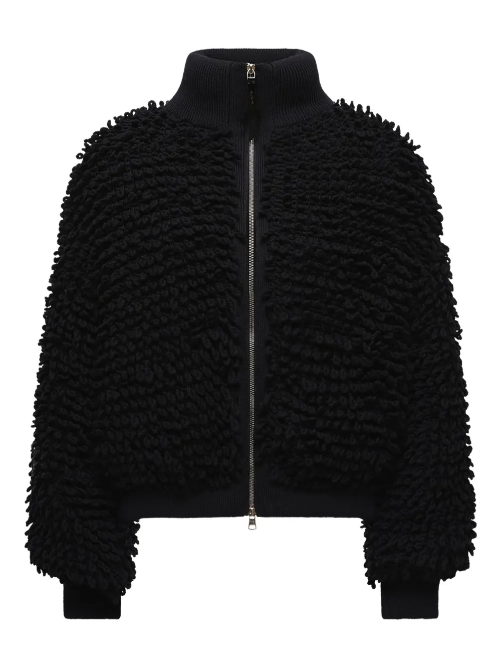 Moncler ribbed-collar zip cardigan - ブラック Moncler ribbed-collar zip cardigan - ブラック