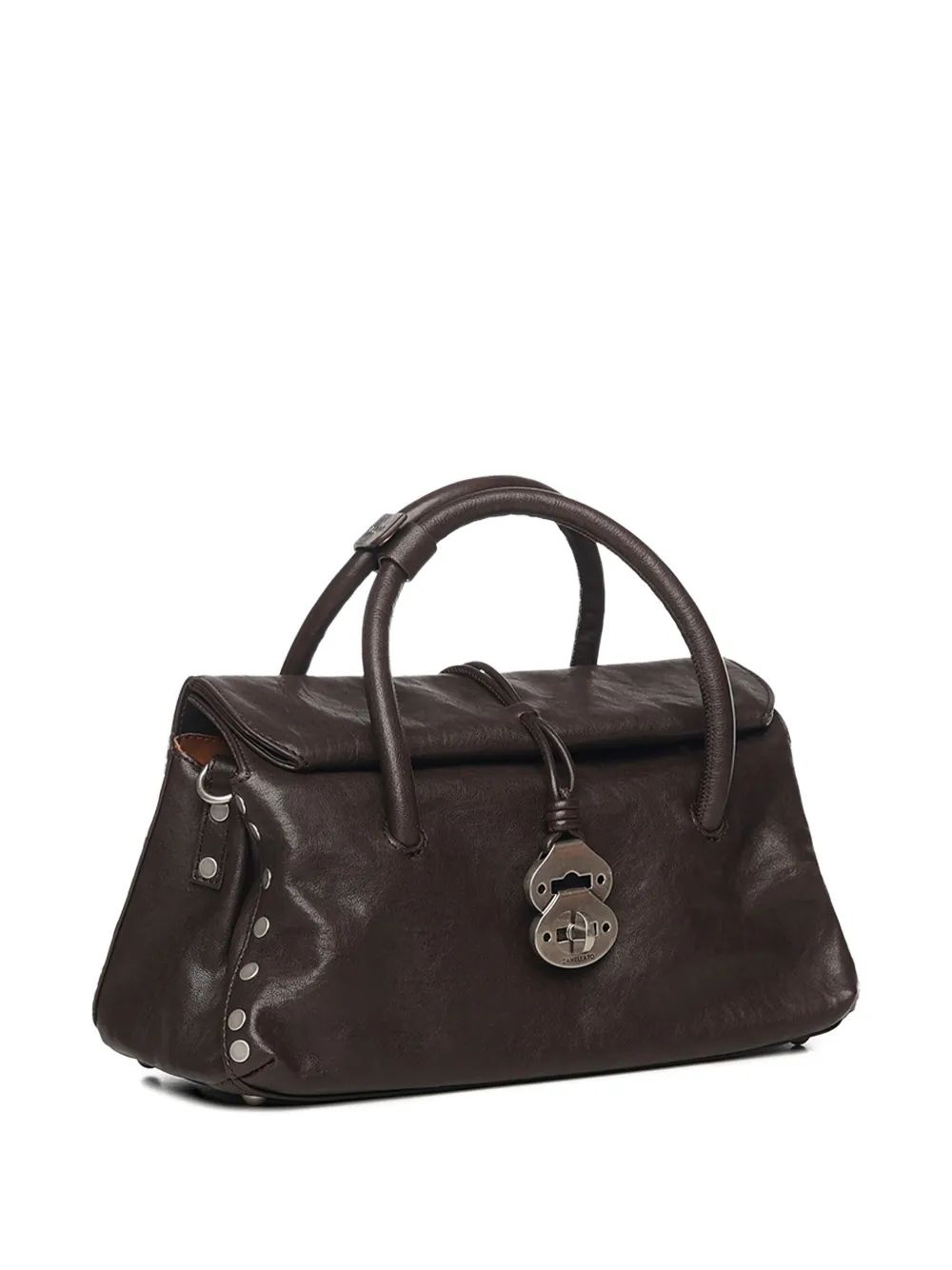 Zanellato DOTTA leren shopper met studs Bruin