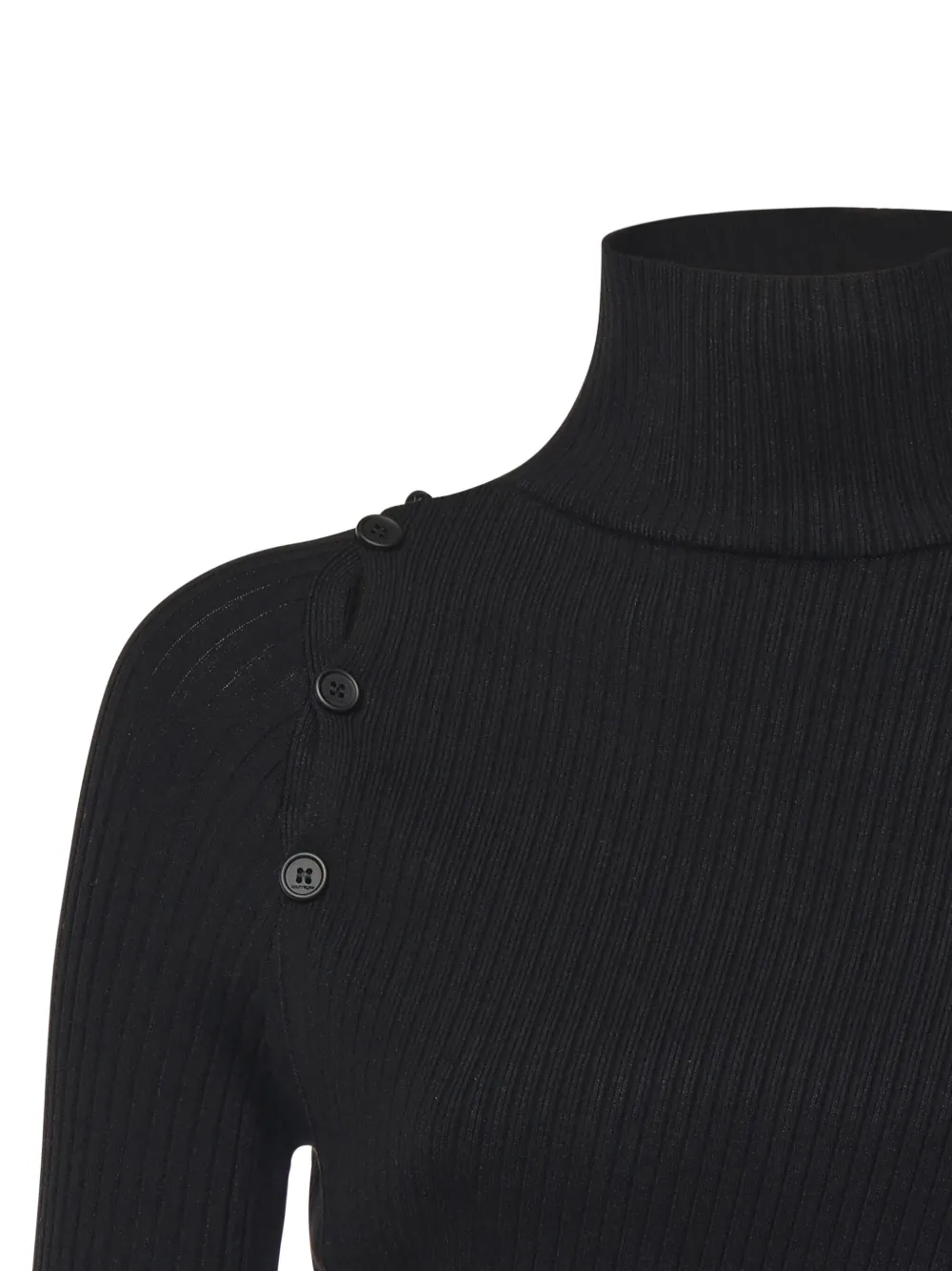 Courrèges Button-embellished Turtleneck Sweater In Black