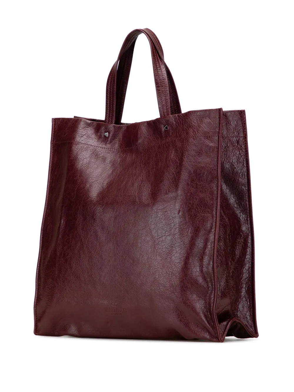 Pre-owned Valentino Garavani 2000-2017 Leather Rockstud Turnlock Tote Bag In Red