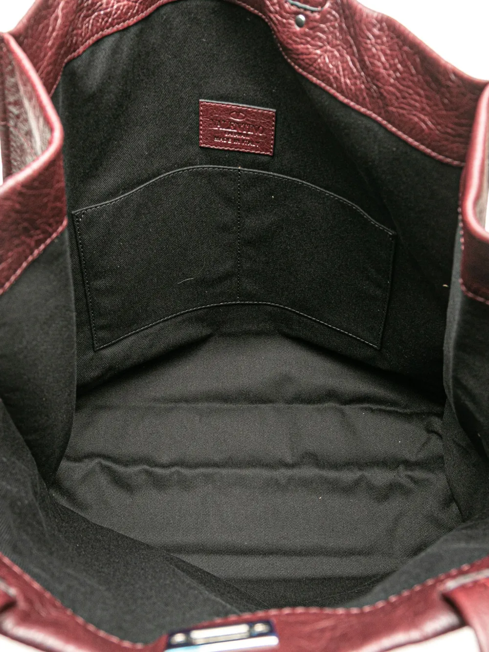 Pre-owned Valentino Garavani 2000-2017 Leather Rockstud Turnlock Tote Bag In Red