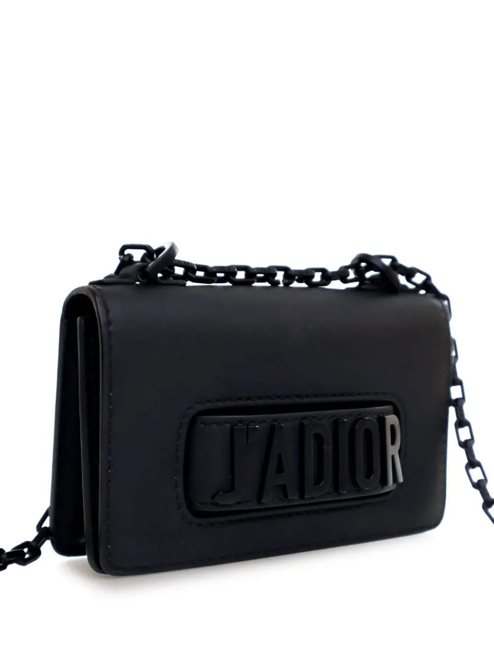 Pre-owned Dior 2019 Mini Ultra Matte Calfskin J'a Chain Flap Shoulder Bag In Black