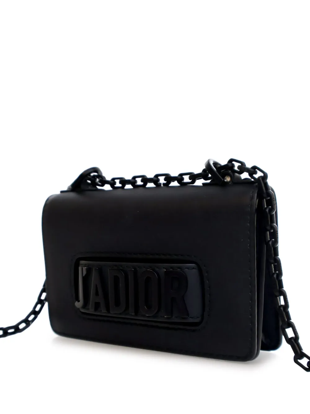 Pre-owned Dior 2019 Mini Ultra Matte Calfskin J'a Chain Flap Shoulder Bag In Black