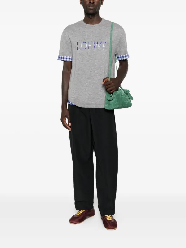 LOEWE logo-detail Checked T-shirt | Grey | FARFETCH