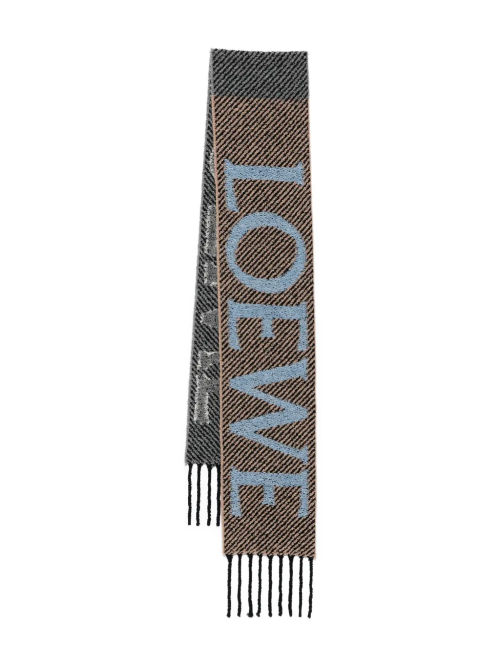 Loewe Logo-detail Alpaca-wool Scarf In Green