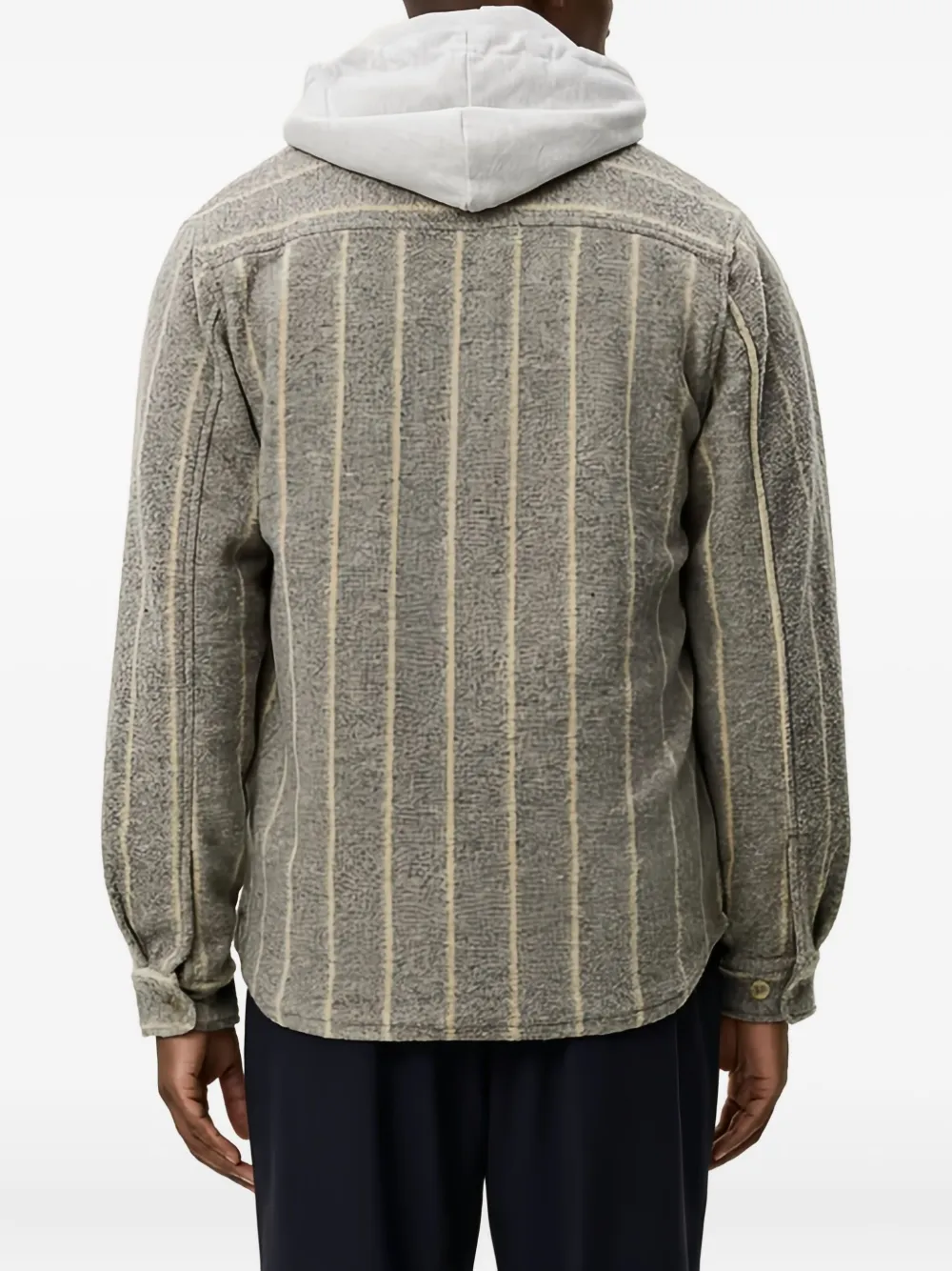 Les Deux Lennon Wool Pinstripe Shirt In Brown