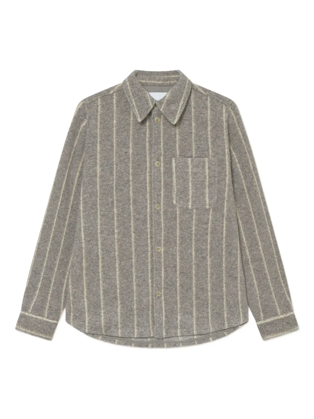 Les Deux Lennon Wool Pinstripe Shirt In Brown