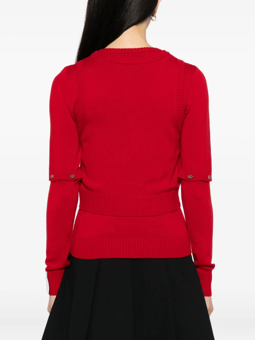 Rokh Detachable-sleeve Cardigan In Red