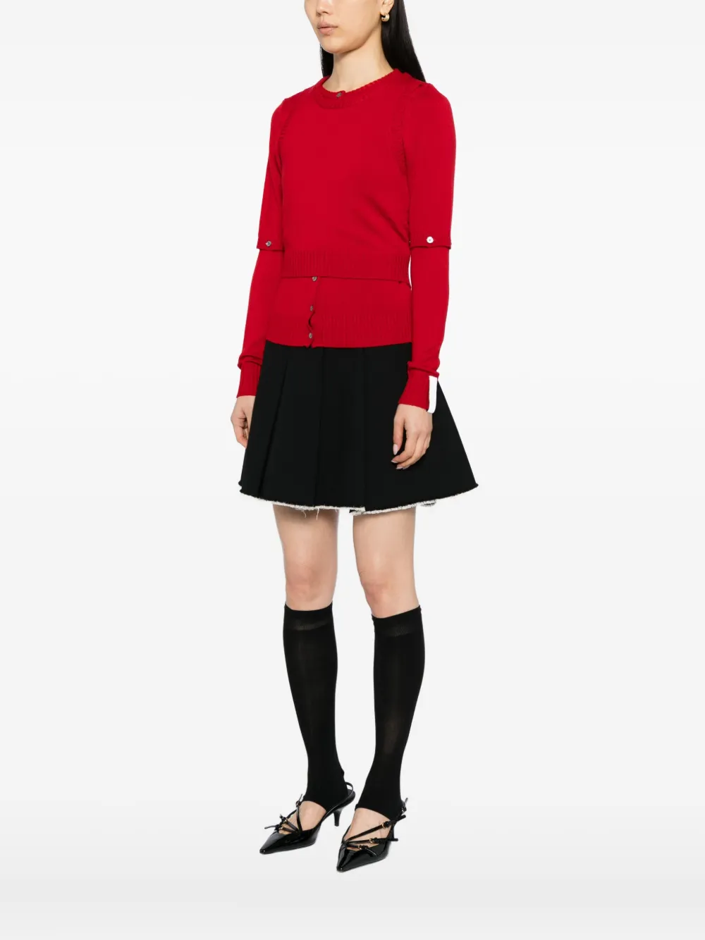 Rokh Detachable-sleeve Cardigan In Red