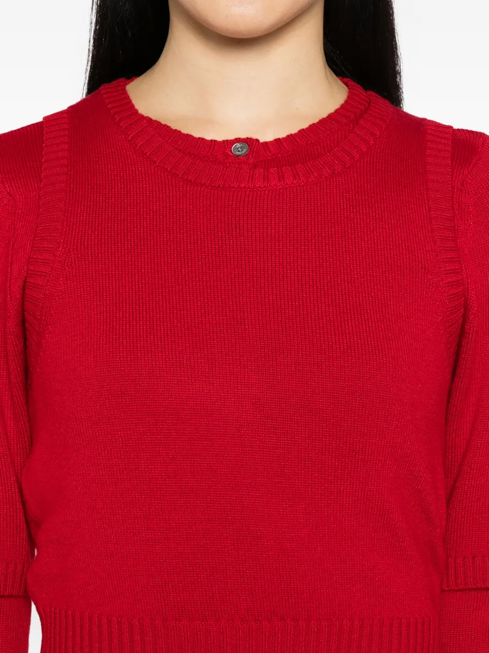 Rokh Detachable-sleeve Cardigan In Red