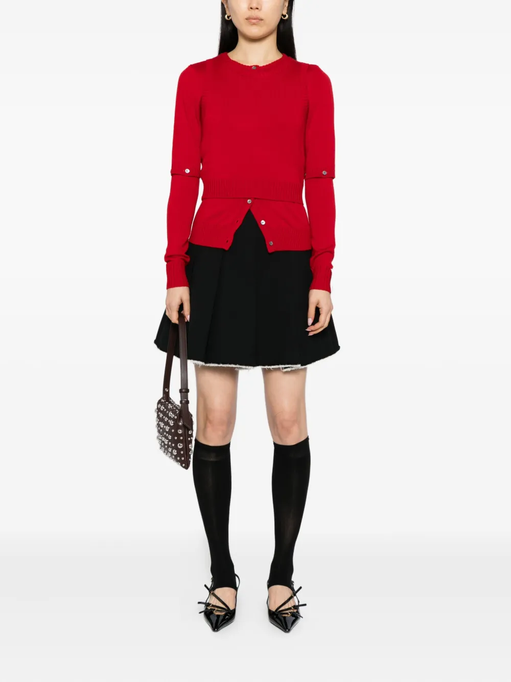 Rokh Detachable-sleeve Cardigan In Red