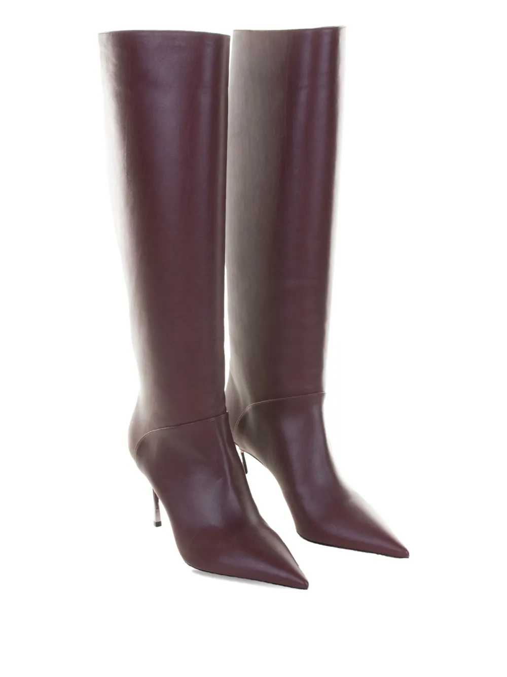 Casadei 80mm Pointed-toe Boots In Burgundy