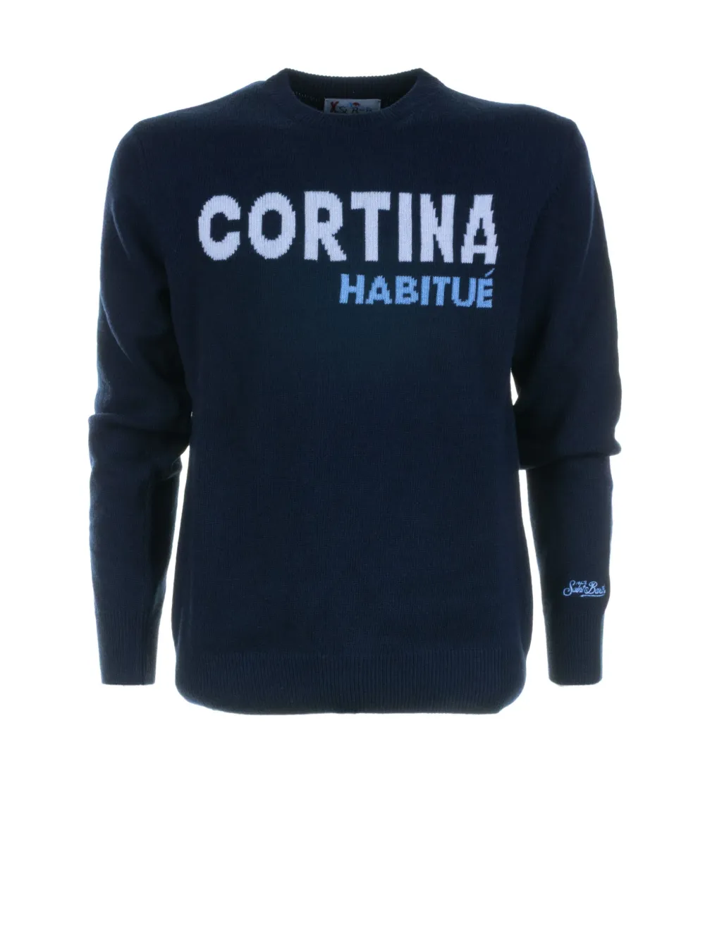 Mc2 Saint Barth Intarsia-knit Sweater In Blue