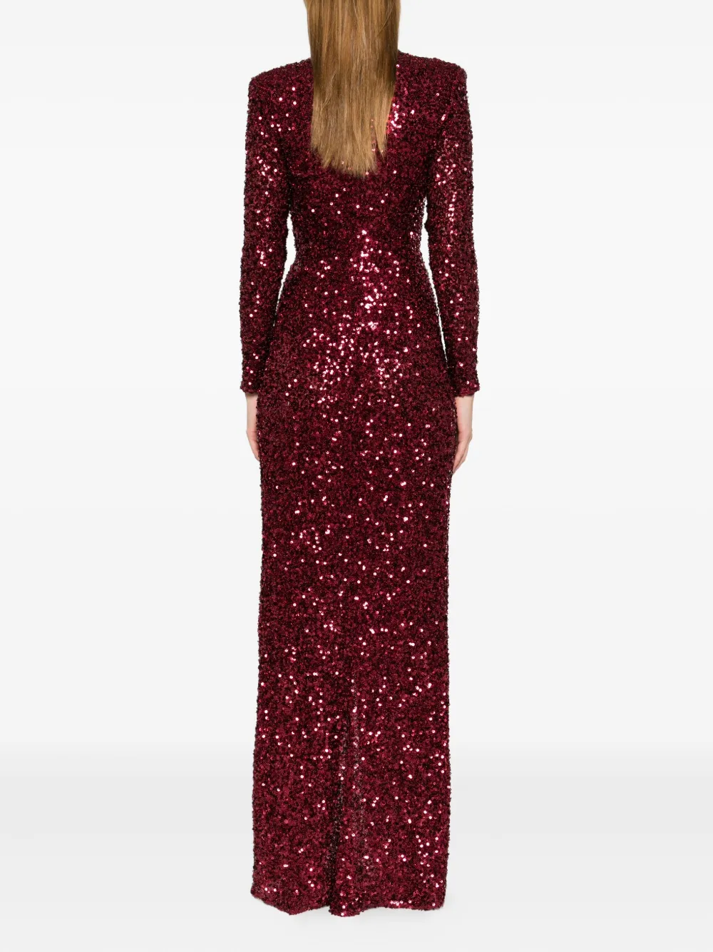 Elisabetta Franchi Sequinned Gown Dress In Red