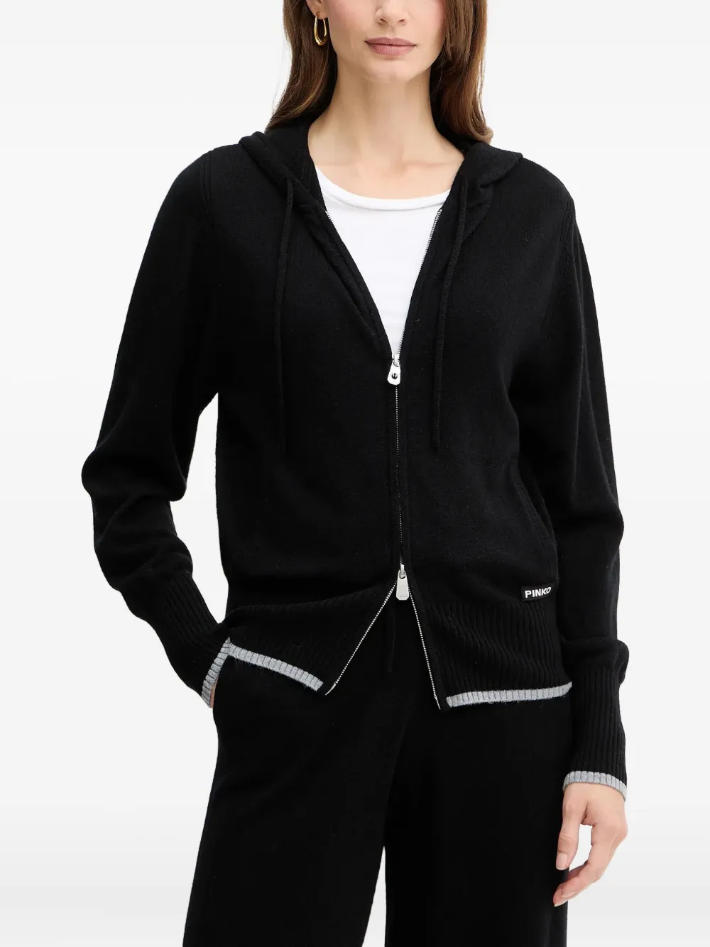 PINKO hooded ribbed knitwear | Black | Image 1
