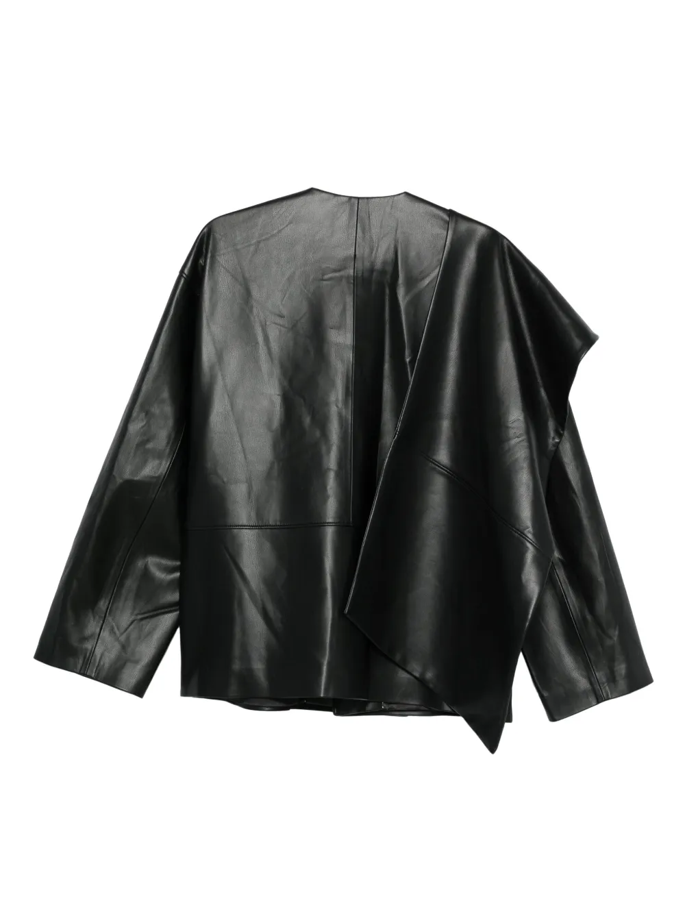 Viktoria Chan Asymmetric Faux-leather Jacket In Black