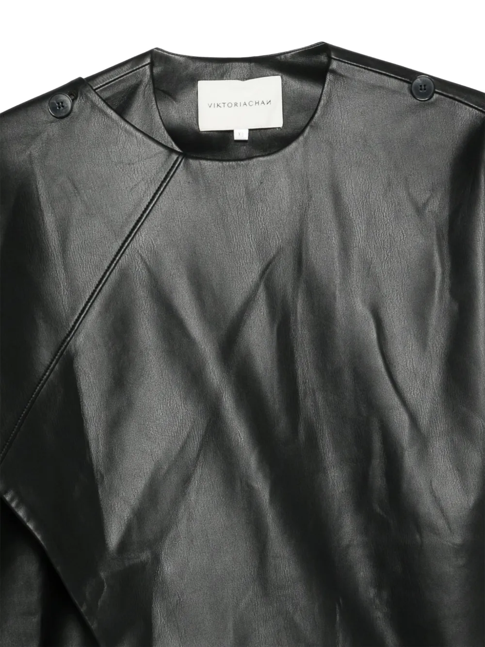 Viktoria Chan Asymmetric Faux-leather Jacket In Black
