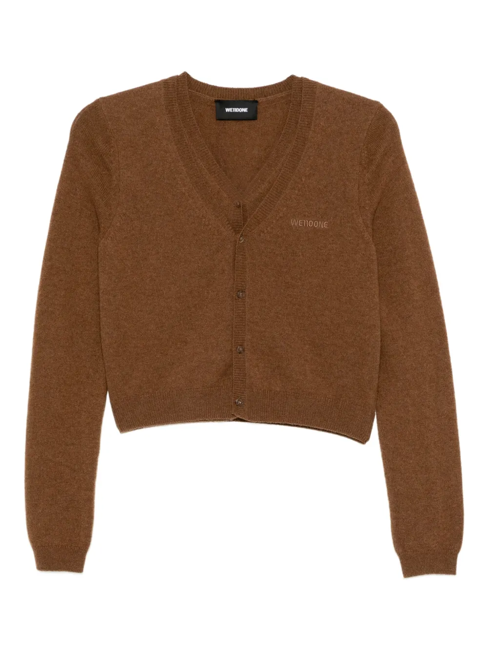 We11done logo-embroidered cardigan - Brown