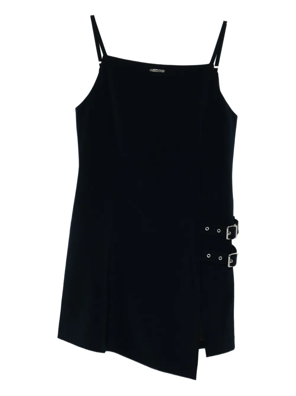 We11done Kleid mit Logo-Schild - Blau