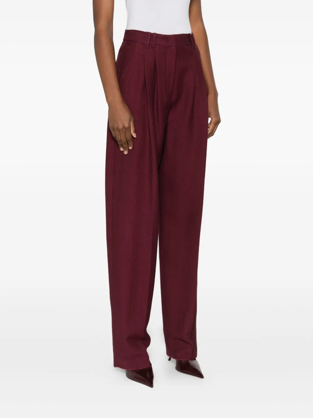 Marella Pleated High-waisted Trousers In Red