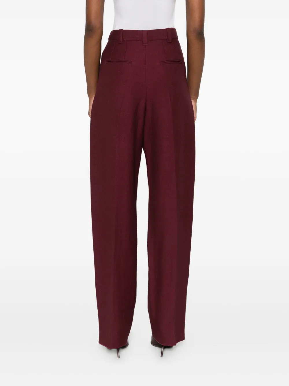 Marella Pleated High-waisted Trousers In Red