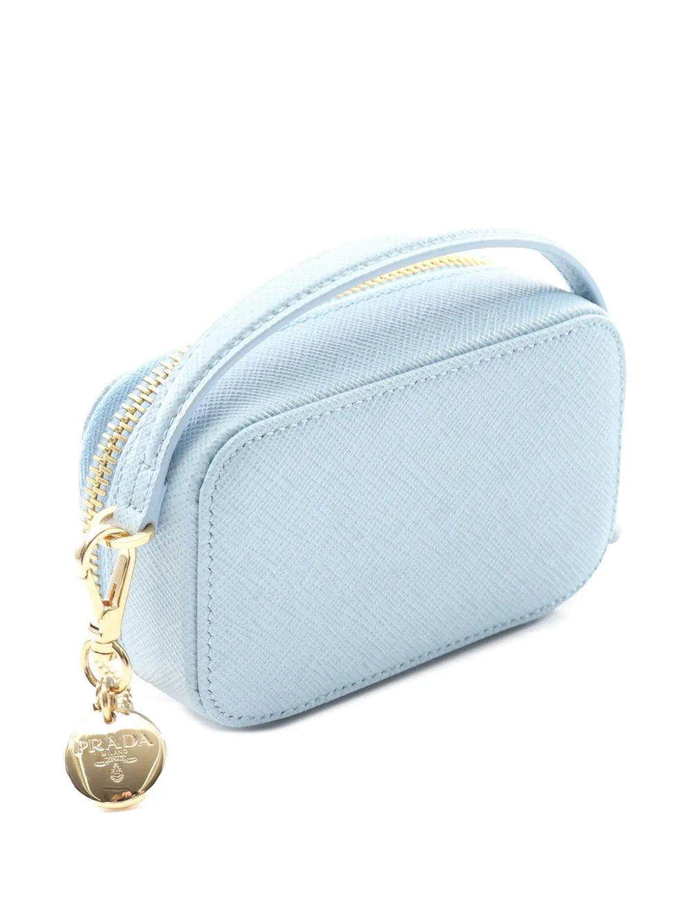 Pre-owned Prada 2013-2025 Mini Saffiano Pouch Satchel In Blue