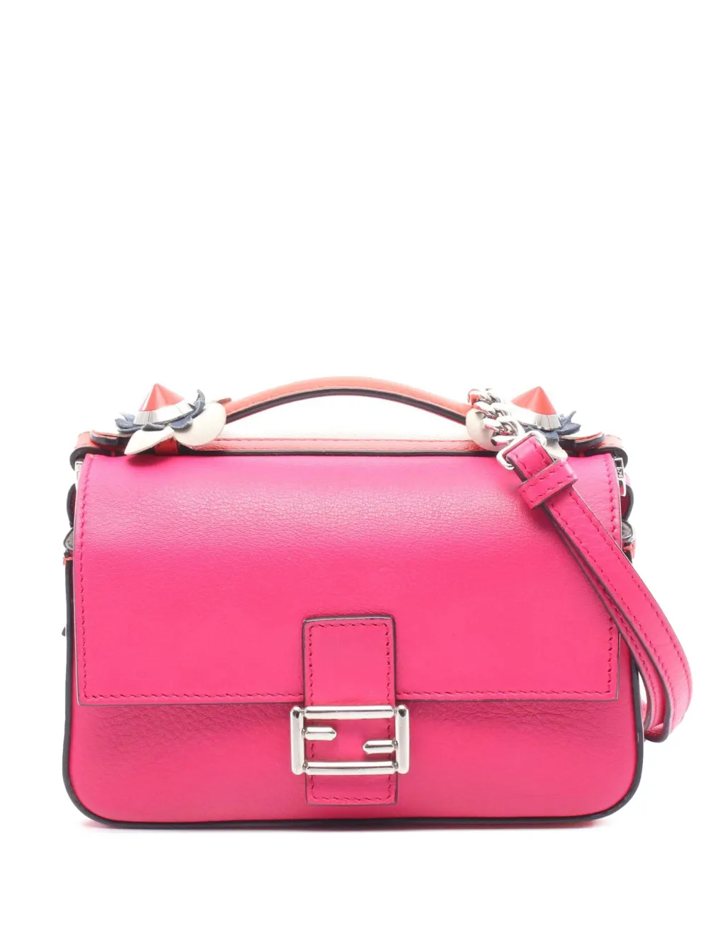 Fendi Pre-Owned 2010-2025 マイクロ バイカラー レザー フラワーランド ダブル バゲット サッチェルバッグ - Fendi Pre-Owned 2010-2025 マイクロ バイカラー レザー フラワーランド ダブル バゲット サッチェルバッグ -