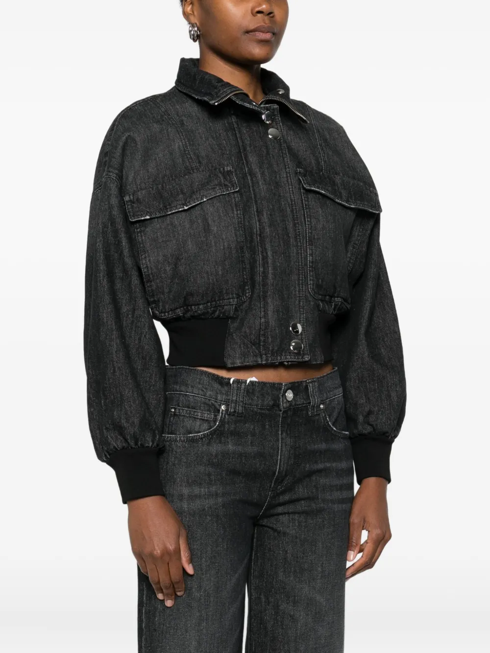 Marella Cropped Denim Jacket In Black