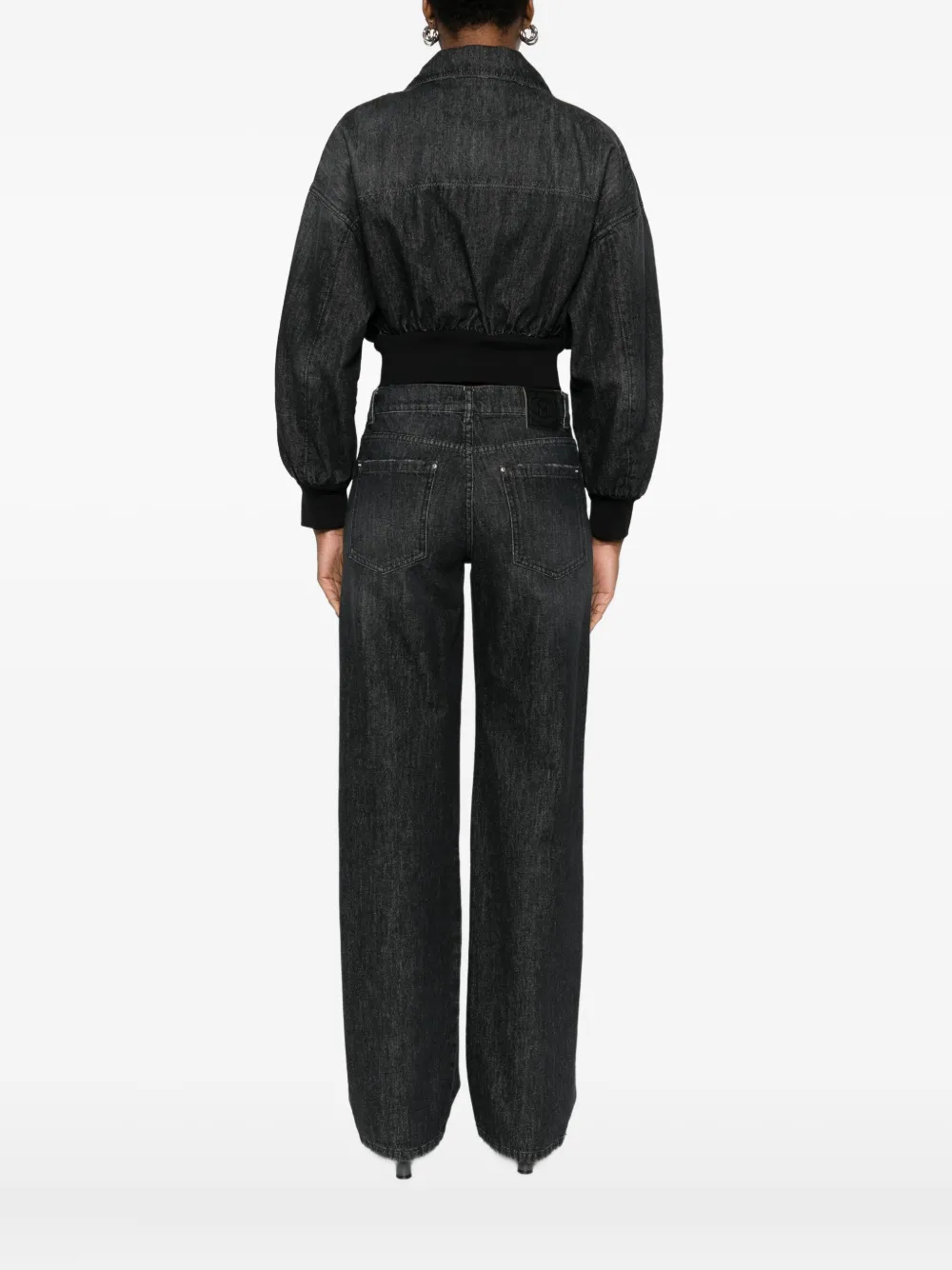 Marella Cropped Denim Jacket In Black
