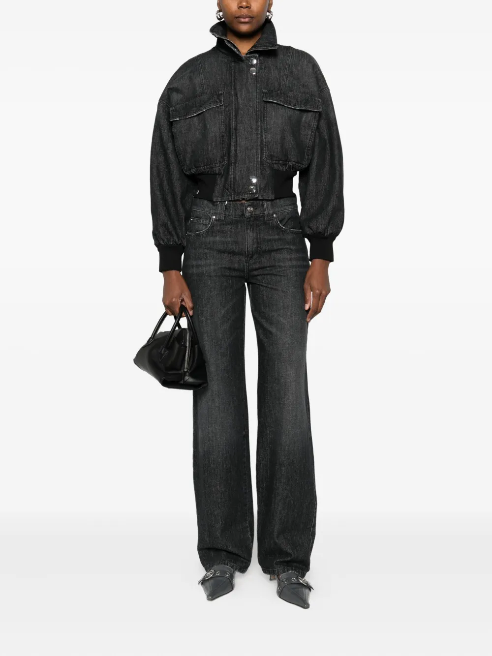 Marella Cropped Denim Jacket In Black