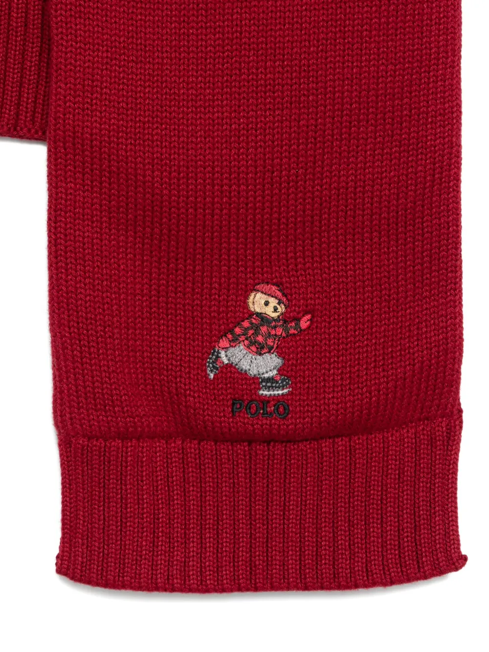 POLO RALPH LAUREN KIDS Polo Bear embroidered beanie and scarf - Rood