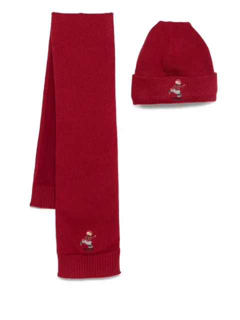POLO RALPH LAUREN KIDS gorro y bufanda con motivo Polo Bear