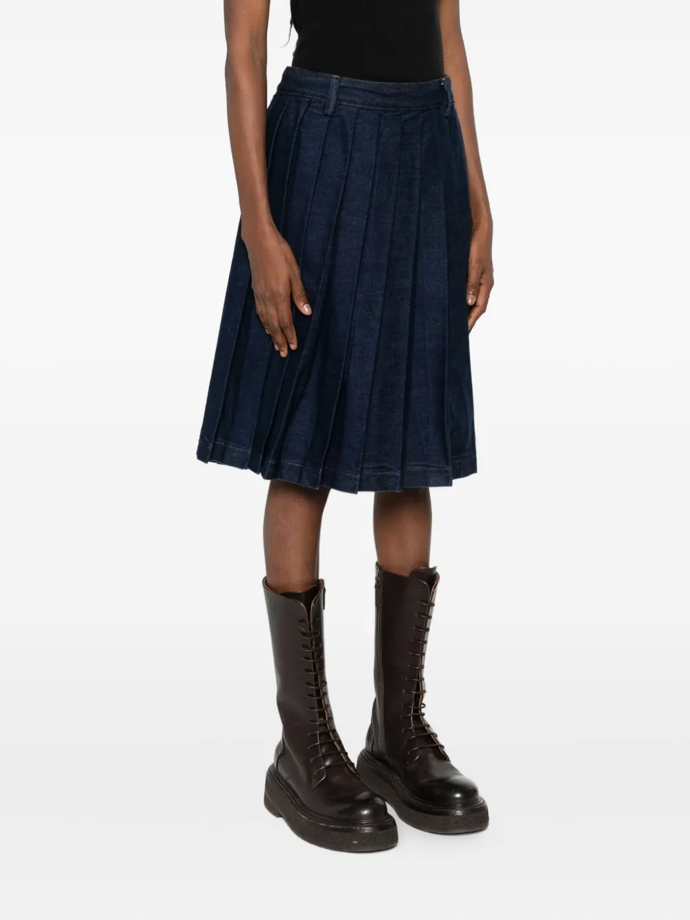 7 For All Mankind Pleated Skirt In Brown