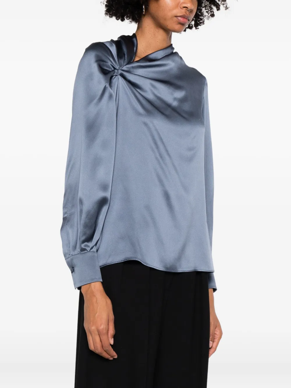 Max Mara Knot-detail Long-sleeve Blouse In Blue